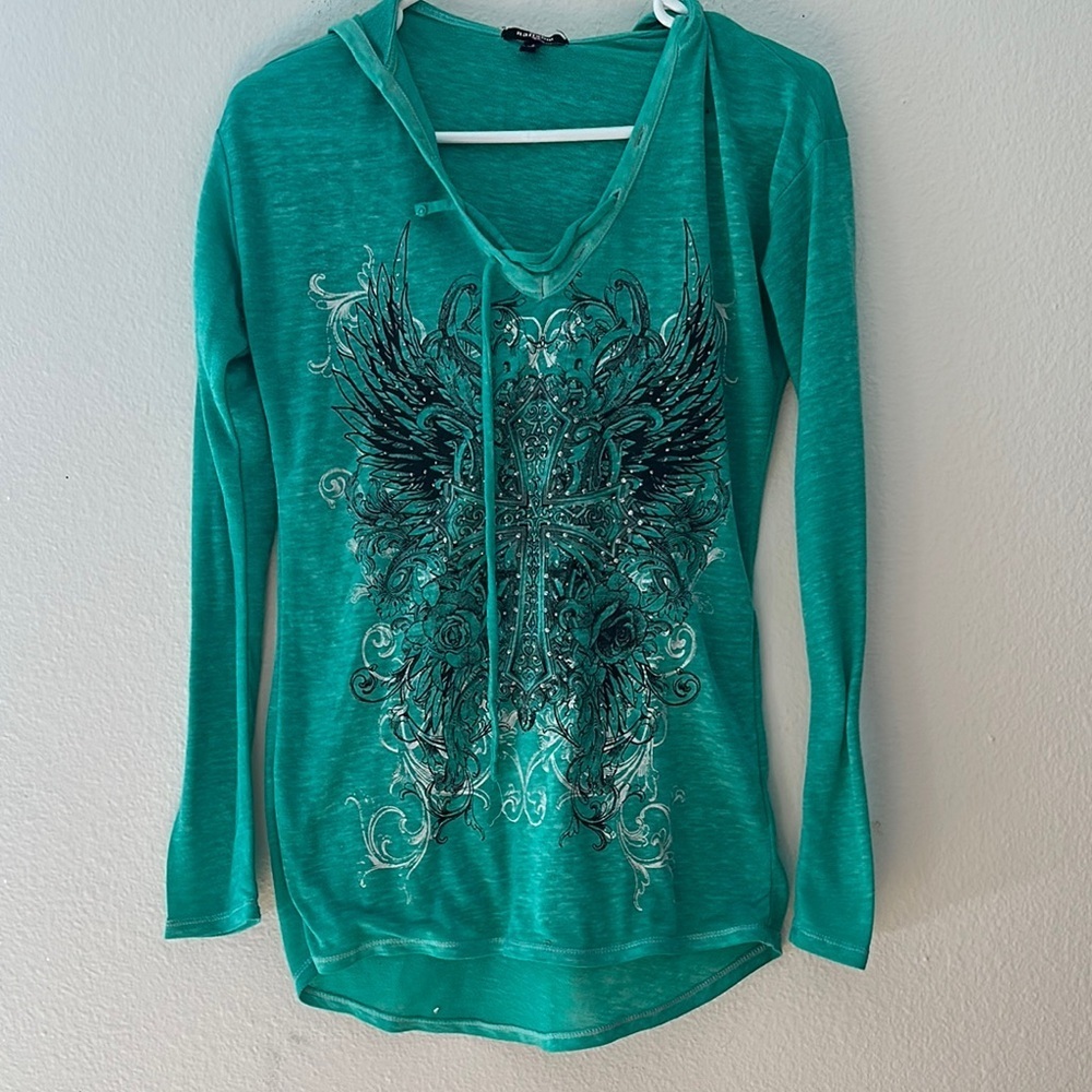 Graphic cross y2k wings long sleeve